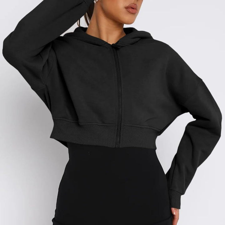 Damen trendige cropped Kapuzenjacke Drune