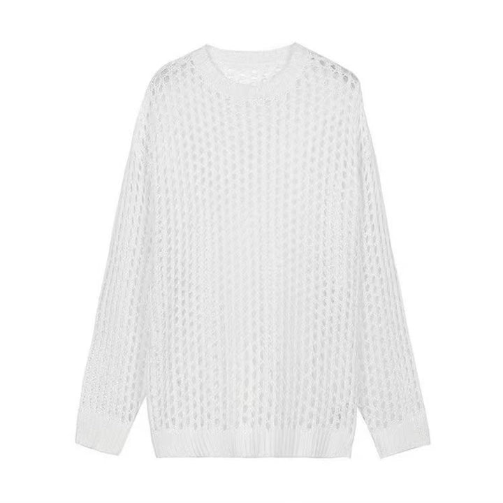 Damen luftiger Strickpullover mit Lochmuster und weitem Schnitt Drune