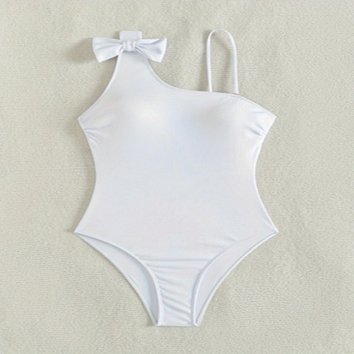 Damen eleganter asymmetrischer Einteiler Badeanzug mit Schleifenakzent Drune