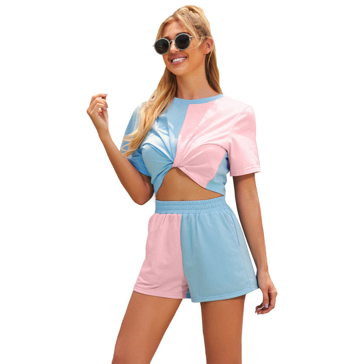 Damen Sportliches Set mit modischem Crop-Top und kurzer Hose Drune