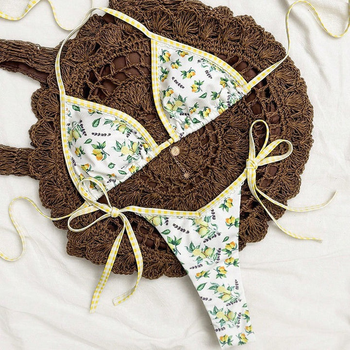 Damen Triangel-Bikini mit floralem Muster und verspieltem Design Drune
