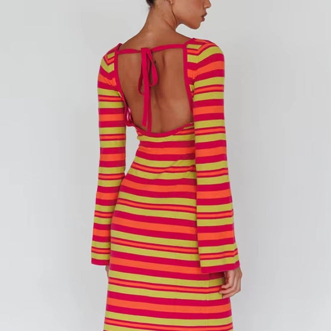 Damen Langarm-Kleid im modischen Streifenlook Drune