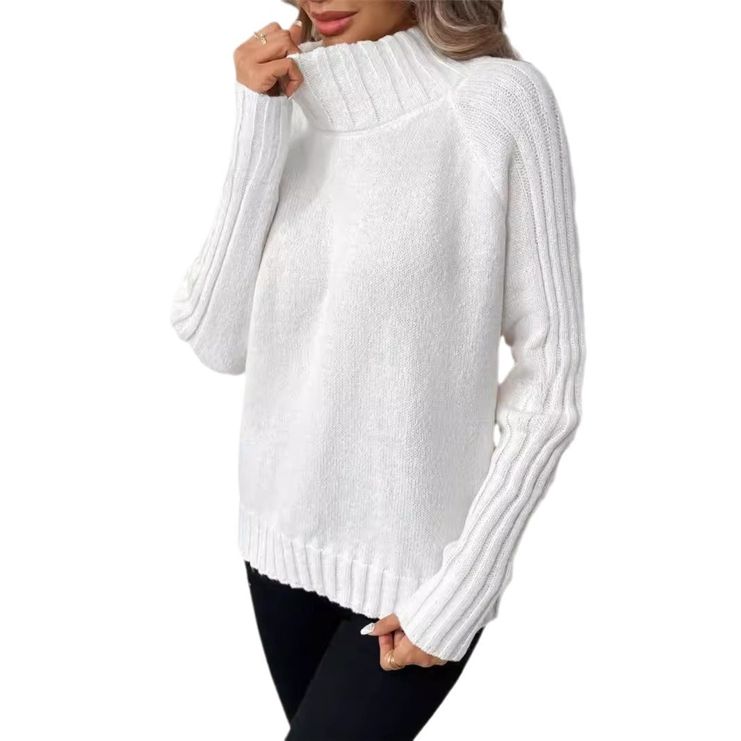 Damen Pullover mit modernem Stehkragen und strukturiertem Rippdesign Drune