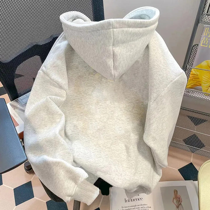 Damen Kapuzenpullover mit großem Schriftzug Drune
