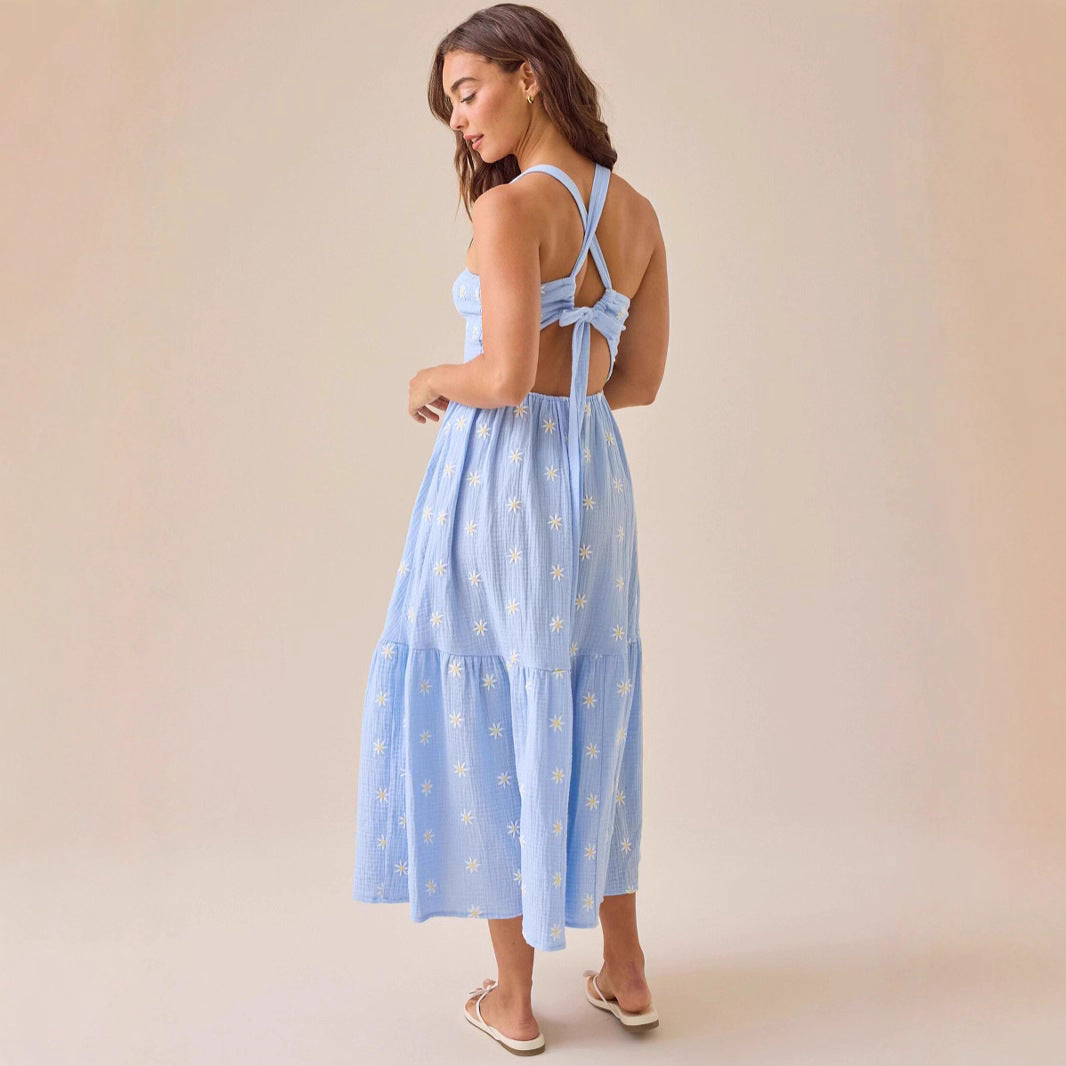 Damen Maxikleid mit gesticktem Design und luftiger Passform Drune