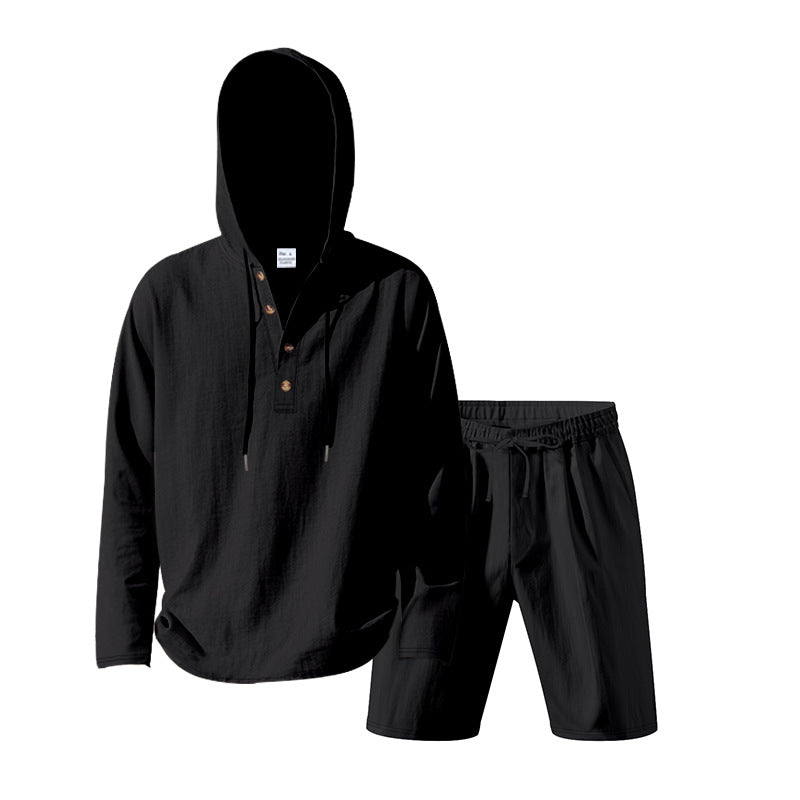 Herren lässiges Set mit Kapuze und Shorts Drune