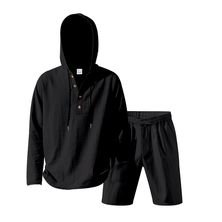 Herren lässiges Set mit Kapuze und Shorts Drune