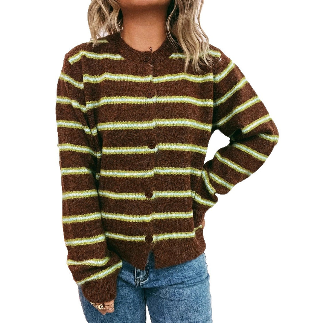 Damen gemütliche Strickjacke mit modernen Streifen Drune