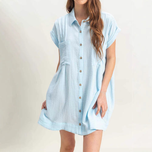 Damen lässige Bluse mit hohen Armöffnungen und zwei aufgesetzten Taschen Drune