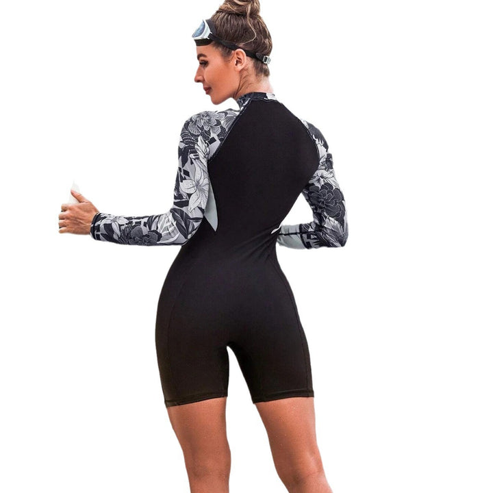 Damen Kurzarm-Surfanzug mit floralem Design und hohem UV-Schutz Drune