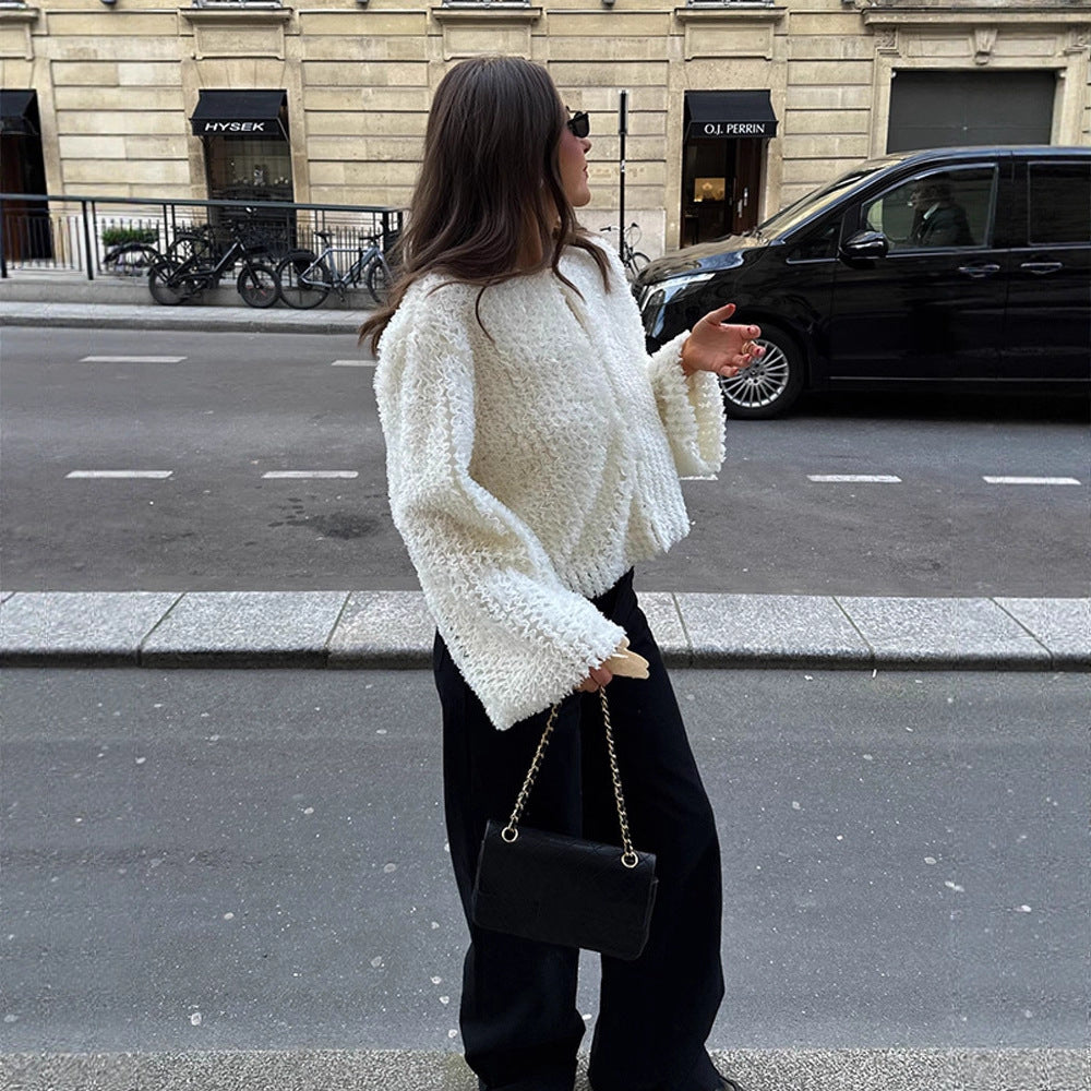 Damen kuschelige Teddyjacke mit weiten Ärmeln und stylischem Schnitt Drune