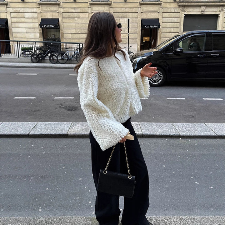 Damen kuschelige Teddyjacke mit weiten Ärmeln und stylischem Schnitt Drune