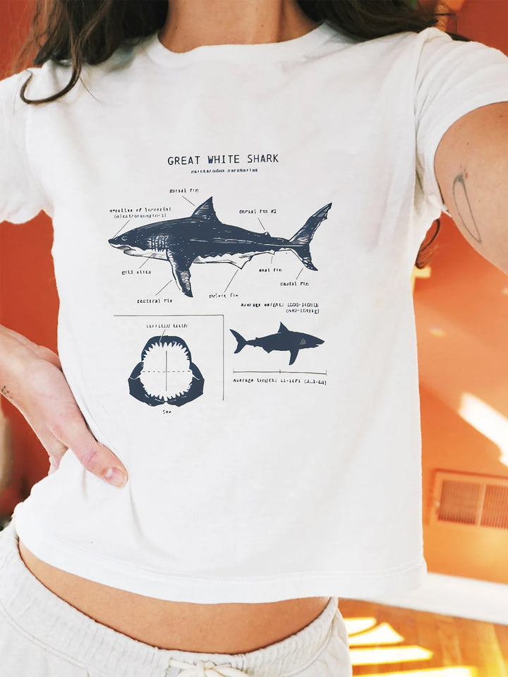 Damen Kurzarm T-Shirt mit aufgedrucktem Lippenmotiv Drune