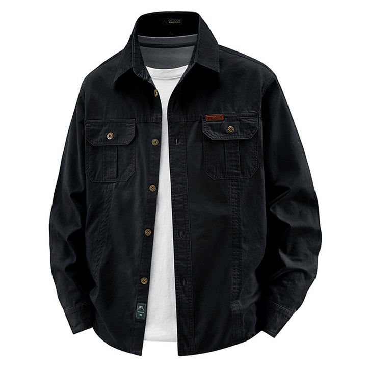 Herren nan leichte Overshirt-Jacke mit Klappbrusttaschen und klassischem Hemdkragen Drune
