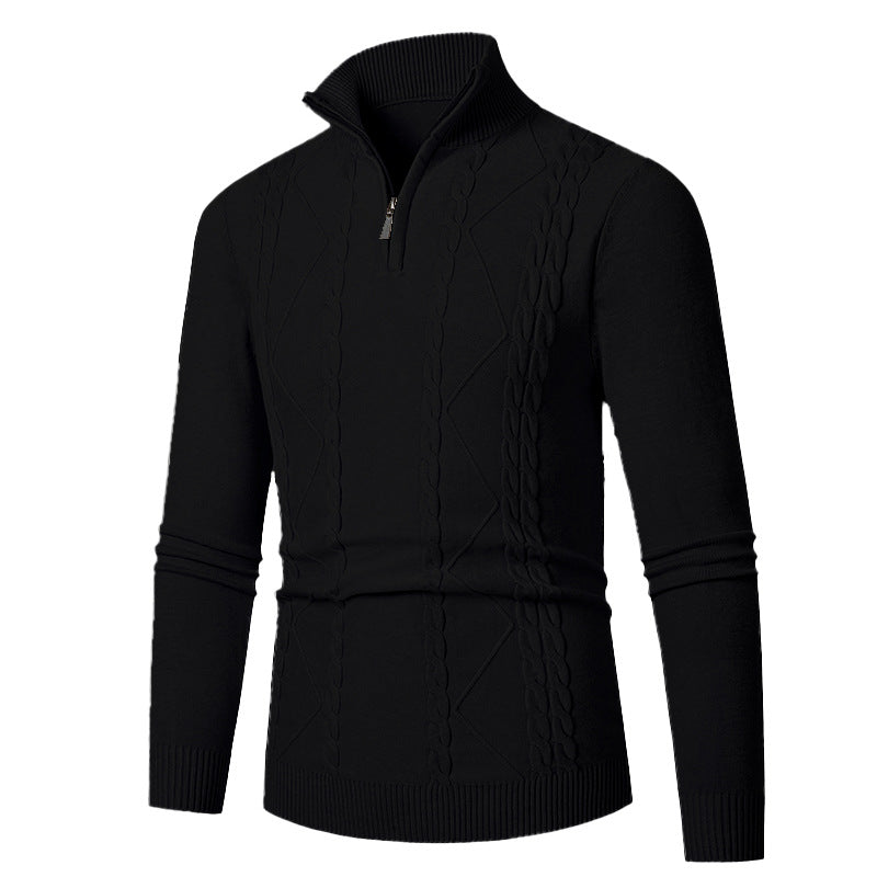 Herren Strickpullover mit Halb-Zip und strukturiertem Muster Drune