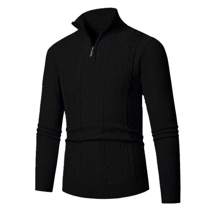 Herren Strickpullover mit Halb-Zip und strukturiertem Muster Drune