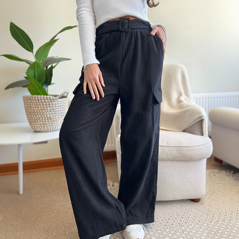 Damen weite Cargo-Hose mit elastischem Bund und praktischen Seitentaschen Drune