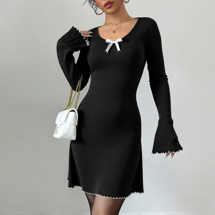Damen Minikleid mit dekorativen Rüschendetails und charmantem Schleifendekor Drune