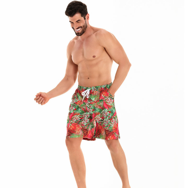 Herren Badeshorts mit tropischem Muster und verstellbarem Kordelzug Drune