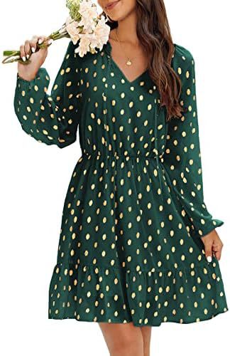 Damen lässiges Freizeitleinenkleid mit Rüschendetails Drune