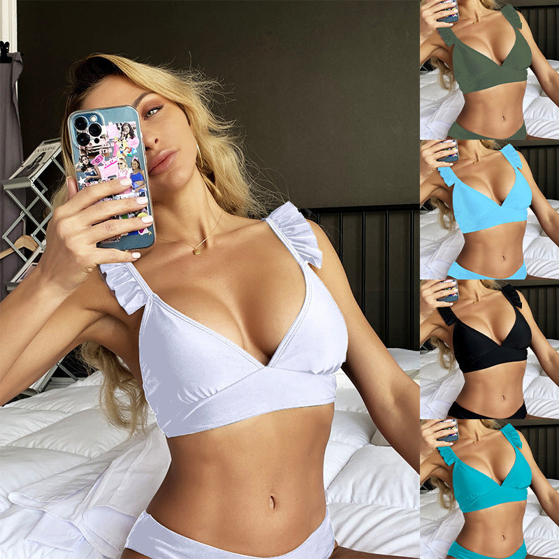 Damen Triangel-Bikinioberteil mit Rüschendetails Drune