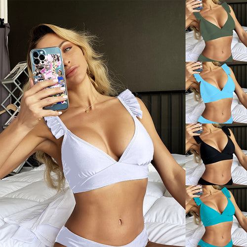 Damen Triangel-Bikinioberteil mit Rüschendetails Drune