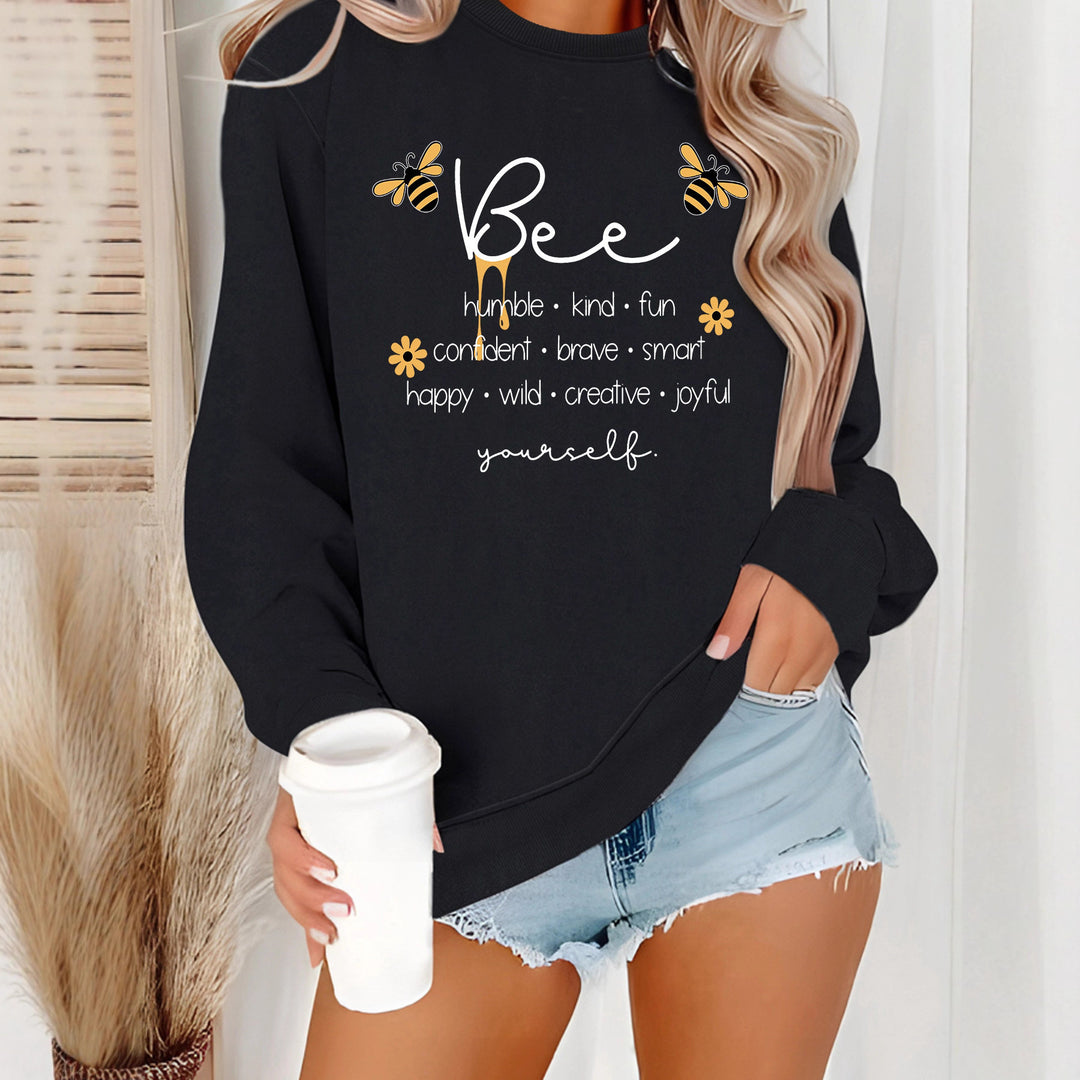 Damen Sweatshirt mit inspirierendem Bienenmotiv und positiven Affirmationen Drune