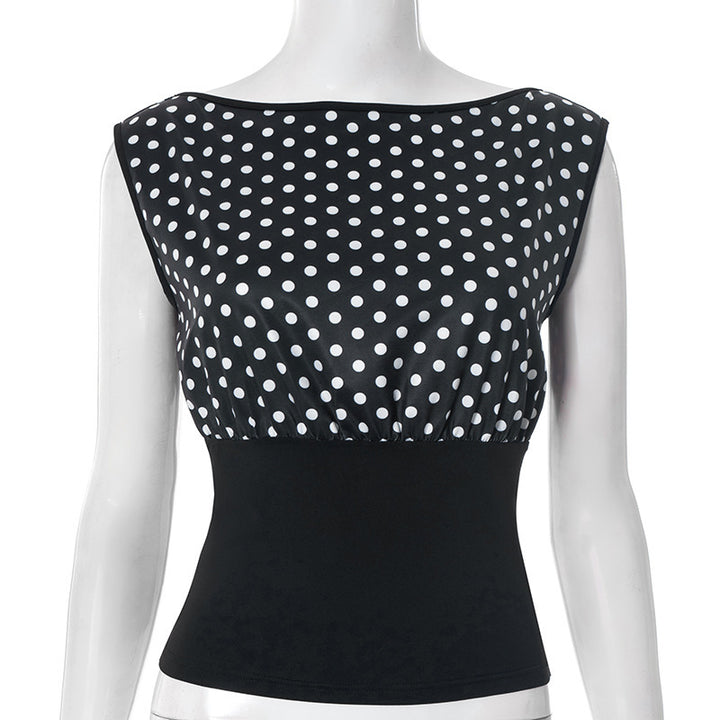Damen Polka-Dots Oberteil mit elastischem Bund Drune
