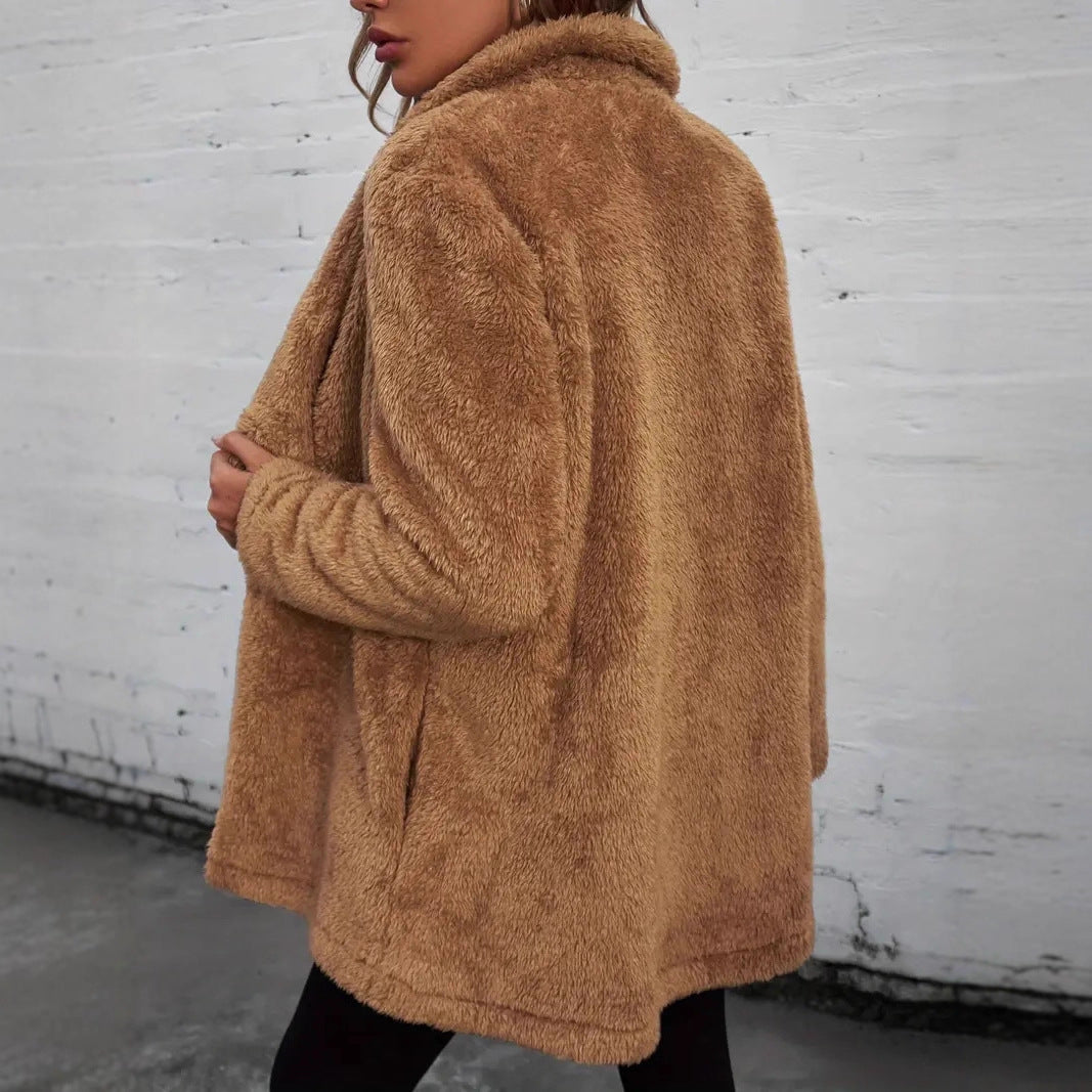 Drune | Frauen Fluffy Offene Jacke Weiches Überwerfen