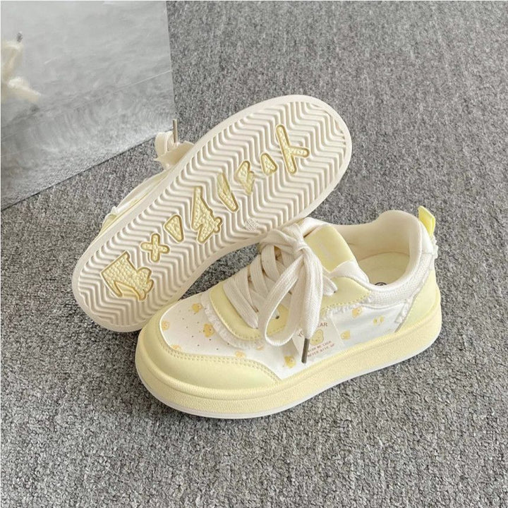 Damen Sportliche Sneaker mit niedlichem Tiermotiv und elastischen Schnürsenkeln Drune