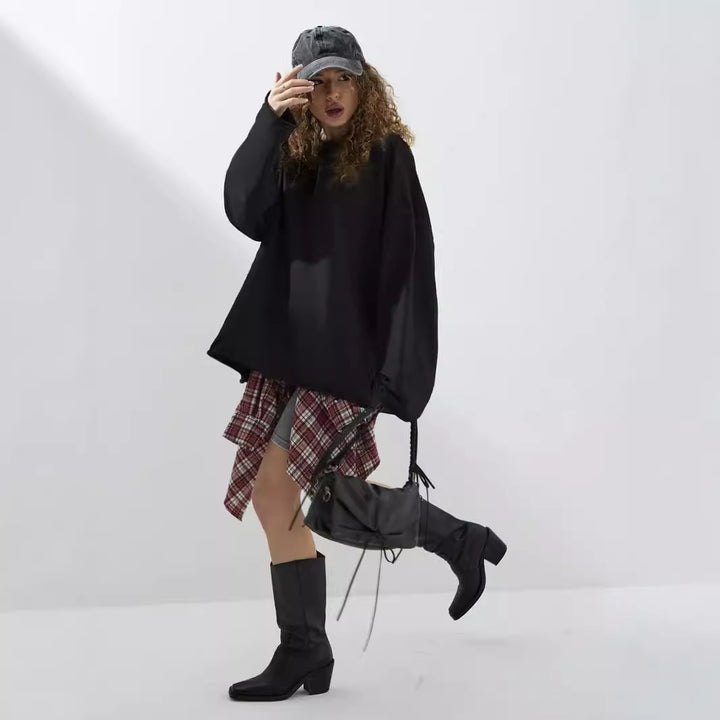 Damen lässiges Oversize-Sweatshirt mit Drop-Shoulder-Schnitt Drune