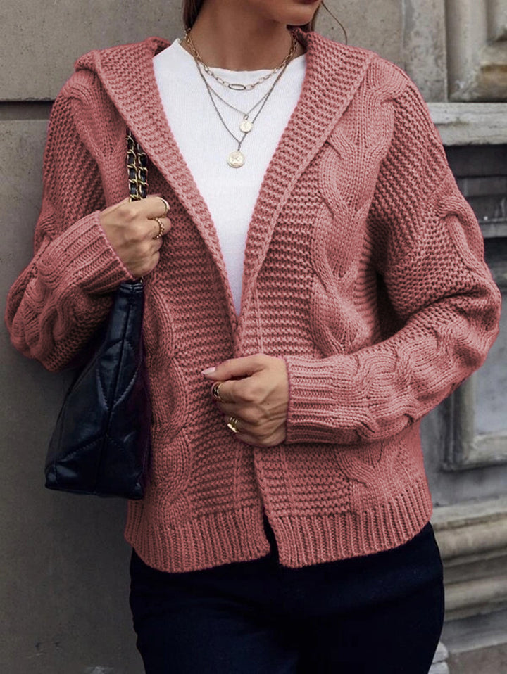 Damen Grobstrick-Cardigan mit Kapuze und strukturiertem Zopfmuster Drune