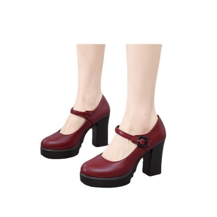 Damen elegante Mary Jane Pumps mit dekorativem Riemen und komfortablem Blockabsatz Drune