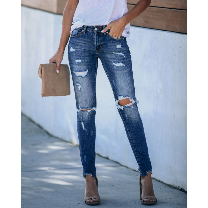 Damen Skinny Jeans mit modischem Destroyed-Look und figurbetontem Schnitt Drune