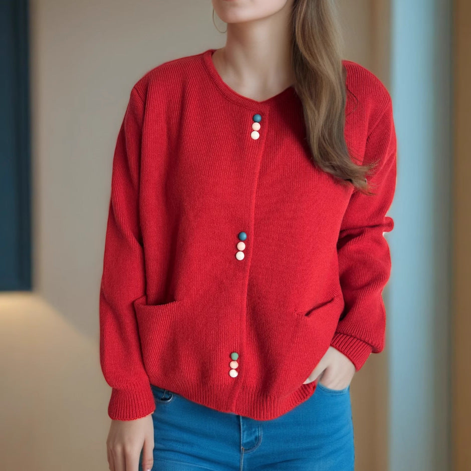 Damen Cardigan mit dekorativen Knöpfen und praktischen Taschen Drune
