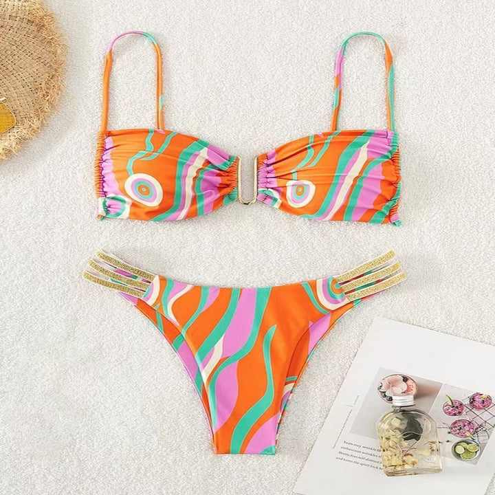 Damen Triangel-Bikini mit elegantem Raffungseffekt und modischen Akzenten Drune