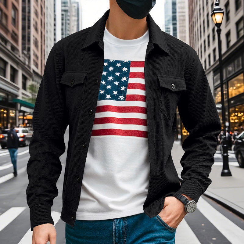 Herren lässige Oberhemdjacke mit funktionalen Taschen und strukturiertem Design Drune