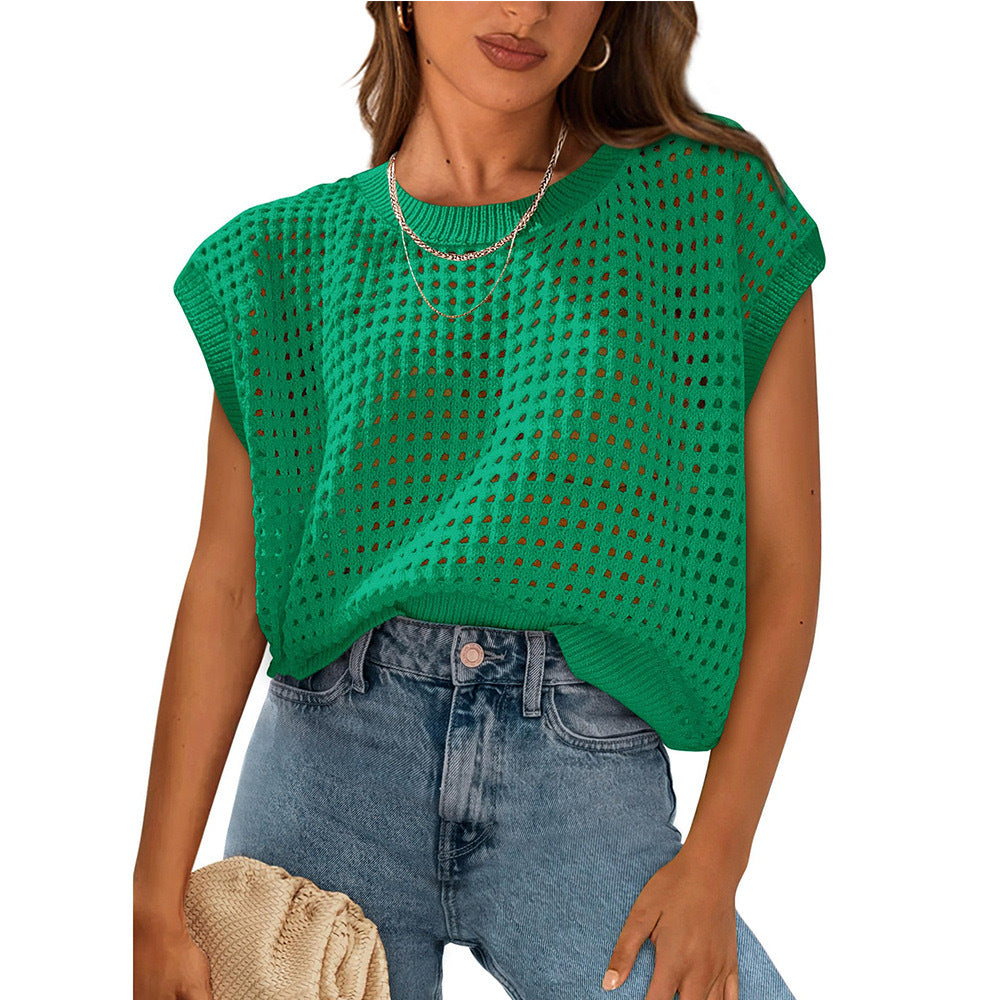 Damen lässiges Stricktop mit luftiger Lochstruktur Drune