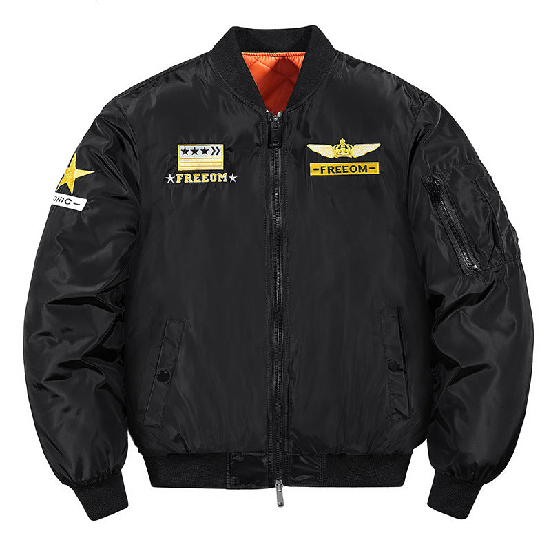 Herren  bestickte gepatchte isolierte Nylon Flug Bomberjacke mit gerippten Abschlüssen Drune