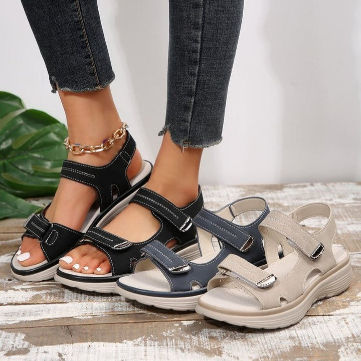 Damen Komfortsandalen mit verstellbaren Klettverschlüssen und ergonomischem Fußbett Drune