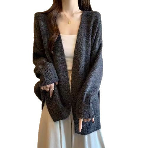 Damen Strickjacke mit V-Ausschnitt und lockerer Passform Drune