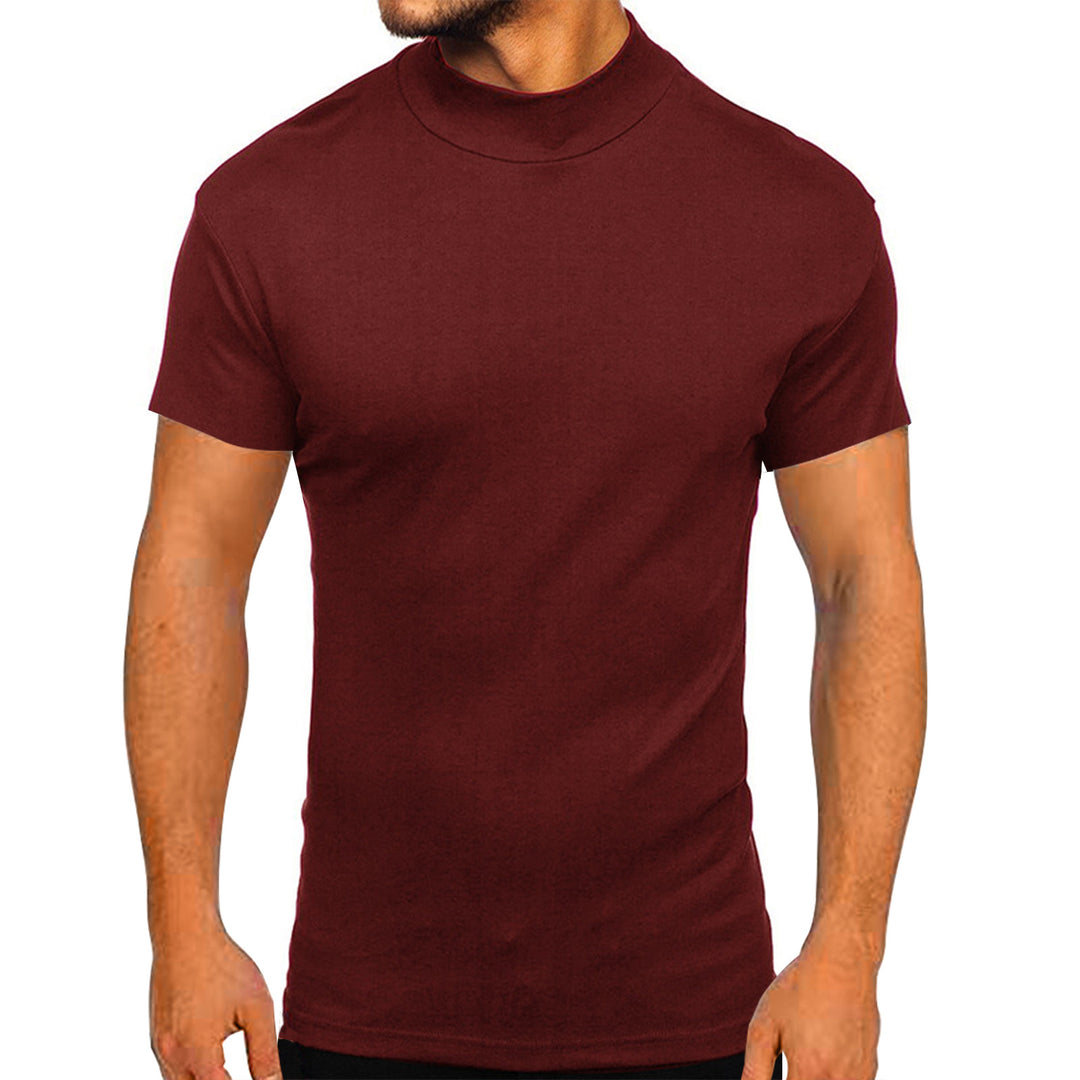Herren modernes Kurzarm-T-Shirt mit stehendem Kragen und strukturiertem Design Drune
