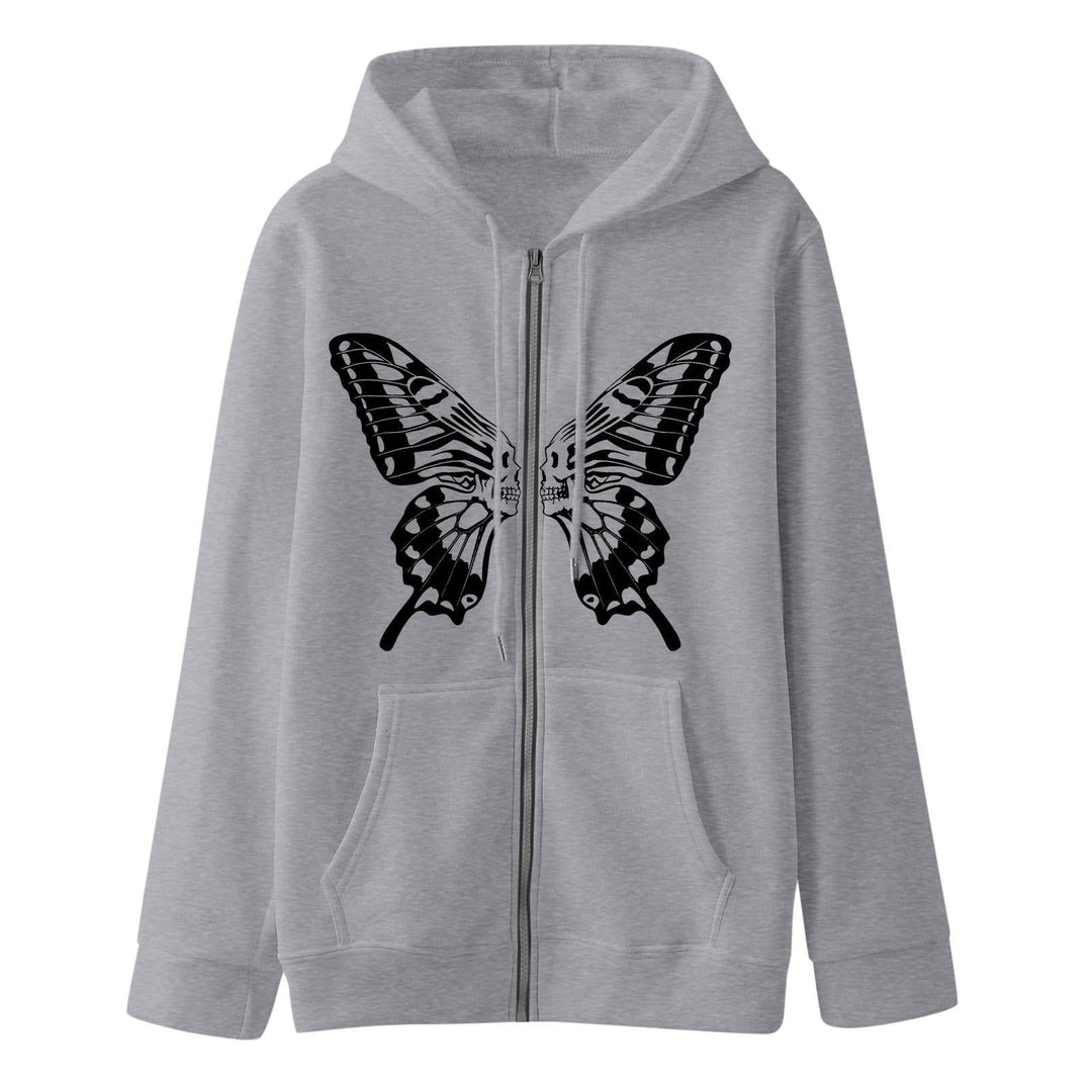 Damen Kapuzensweatjacke mit einzigartigem Schmetterlingsdruck Drune