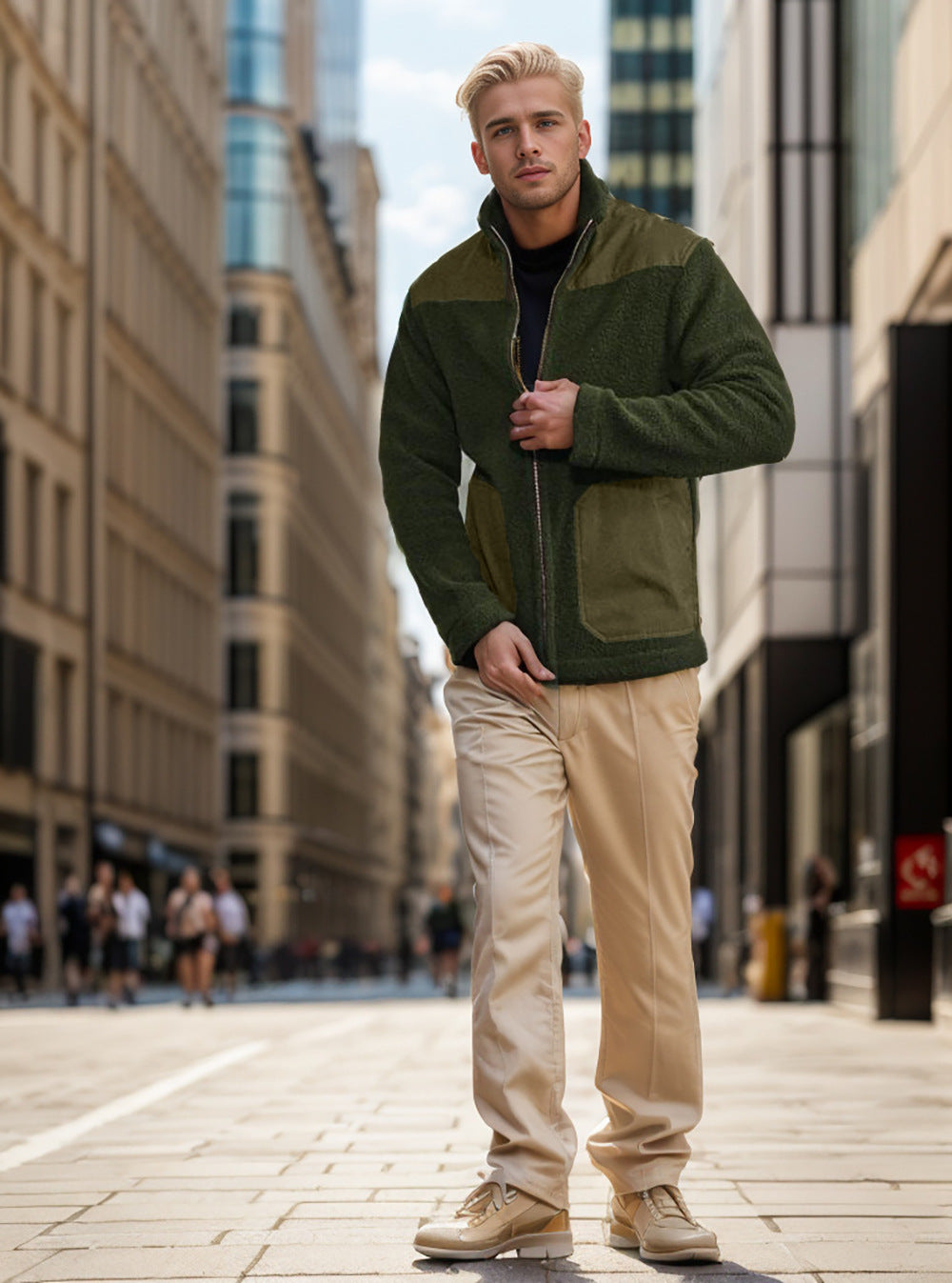 Herren kuschelige Fleecejacke mit raffinierten Taschen Drune