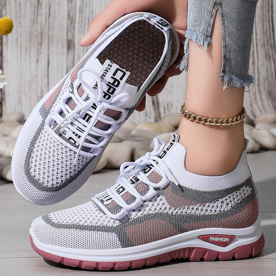 Damen nan sockenähnlicher Plateausneaker mit atmungsaktivem Strickoberteil und stoßdämpfender EVA-Sohle Drune