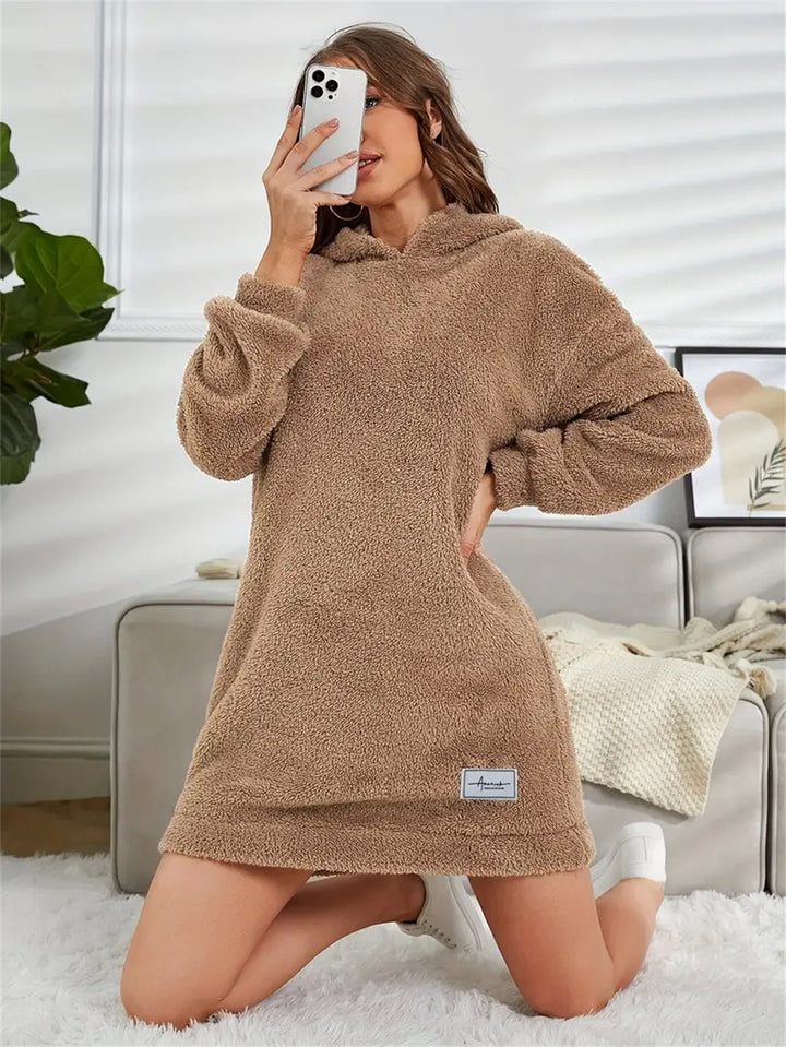 Damen Kuscheliges Hoodie-Kleid Drune