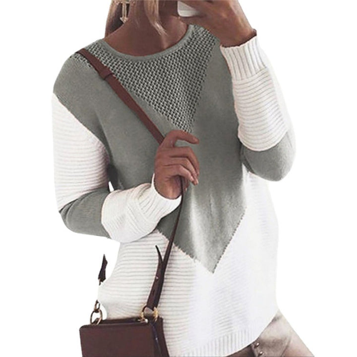 Damen Strickpullover mit modischem Strukturdesign und kontrastierenden Ärmeln Drune
