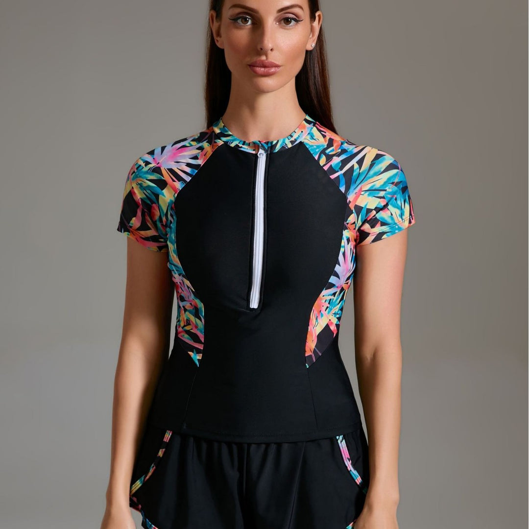 Damen Sportlicher Schwimmanzug mit innovativem Reißverschluss und stylischen kurzen Hosen Drune