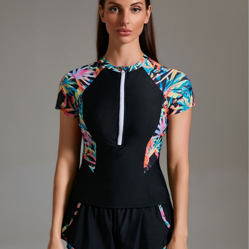 Damen Sportlicher Schwimmanzug mit innovativem Reißverschluss und stylischen kurzen Hosen Drune