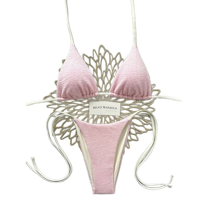 Damen Triangel-Bikini mit hohem Beinausschnitt und feinem Strukturmuster Drune